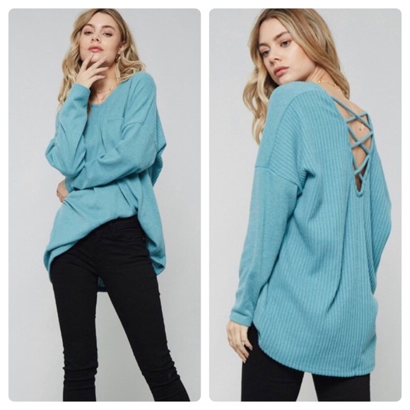 Tops - Soft teal x-strap back top
